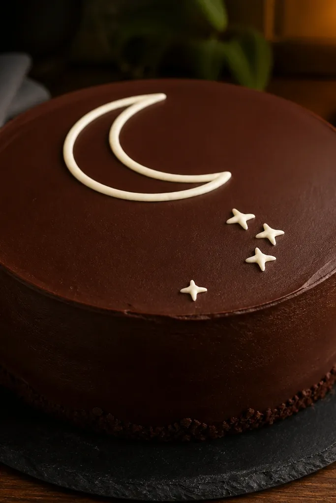 A crescent moon drawing with three small sparkles nearby