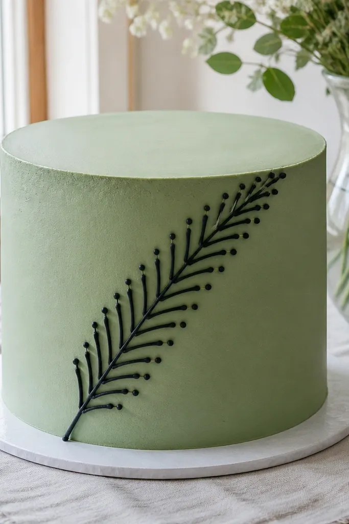 A feather quill drawing with small dot accents