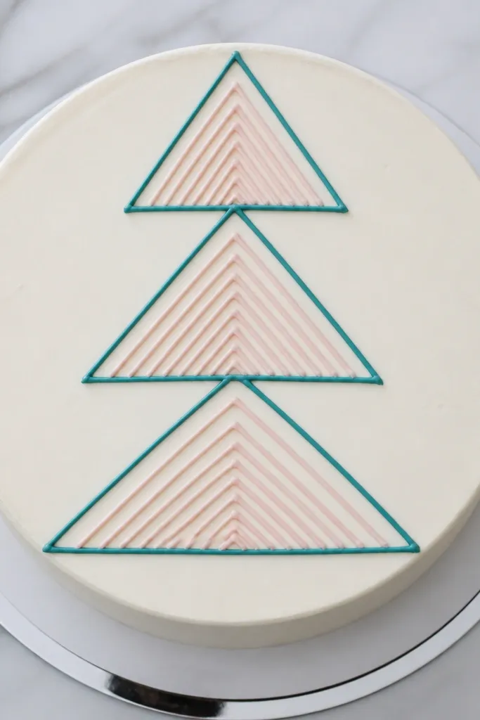 Stacked triangles with tiny line details inside each triangle