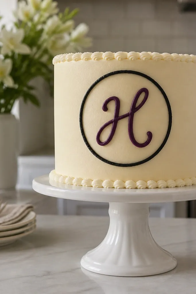 A cursive letter monogram centered inside a thin circle