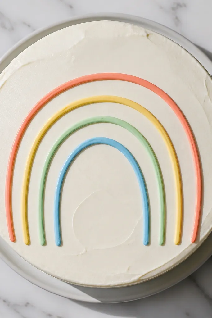 Three to five rainbow stripes drawn as outlines only