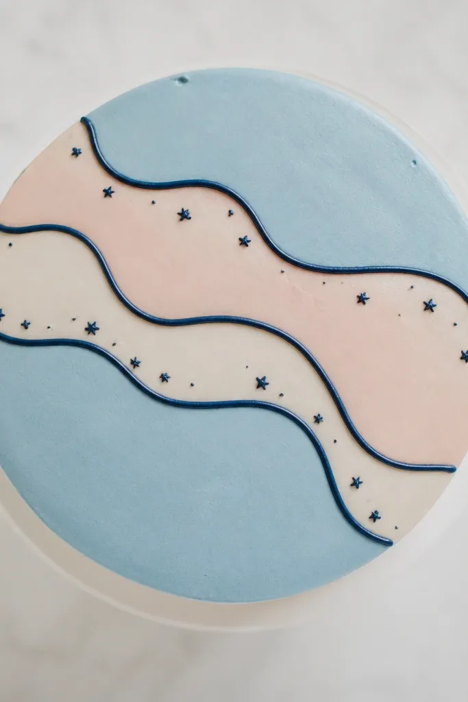 Wavy colored stripes with tiny star dots sprinkled on top