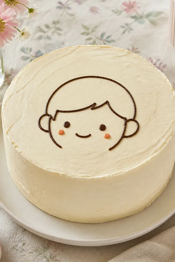 A simple face drawing with dot blush cheeks and a line smile