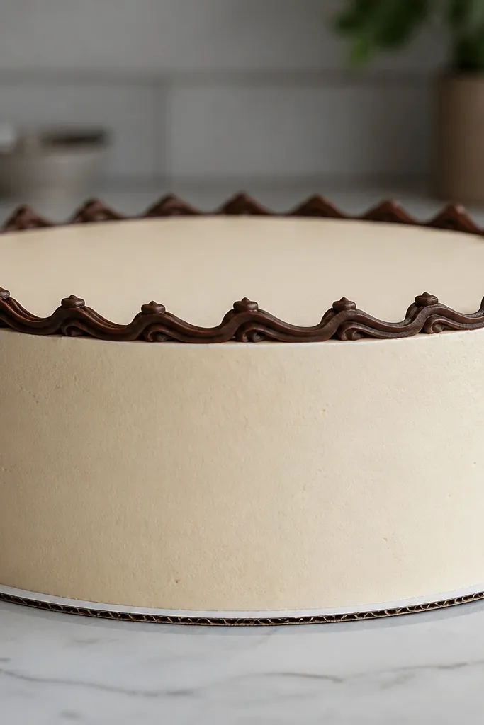A neat wave border drawn around the cake top rim