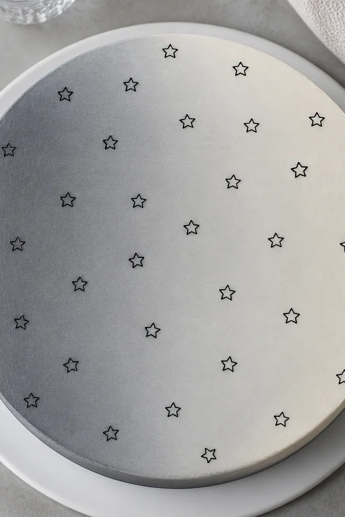 Small monochrome star outlines scattered on a softly colored frosting base