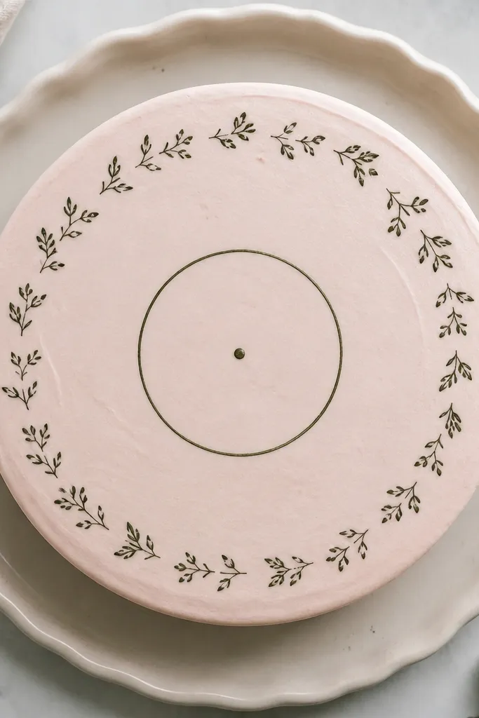 A center circle with tiny sketched leaf shapes around it