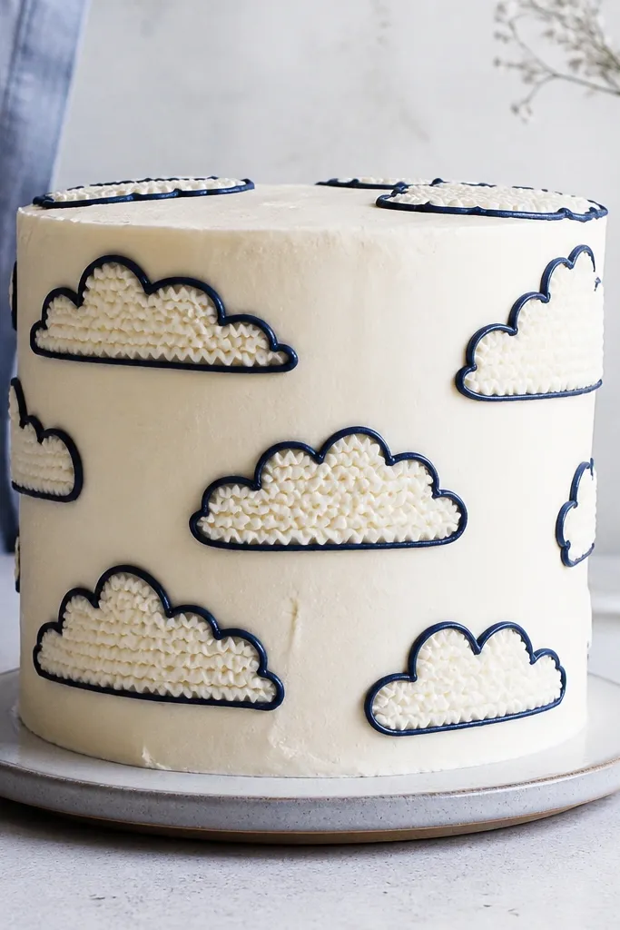 Cloud outlines with small soft filled puffs