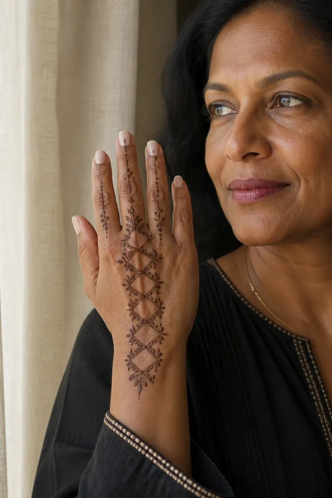 Lattice ladder from wrist to knuckles with an open center area