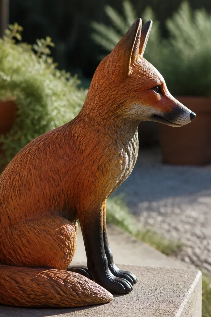 Side view fox head with tilted ears and a bright nose highlight