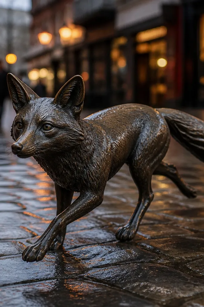 Fox running with legs overlapping and tail streaming behind