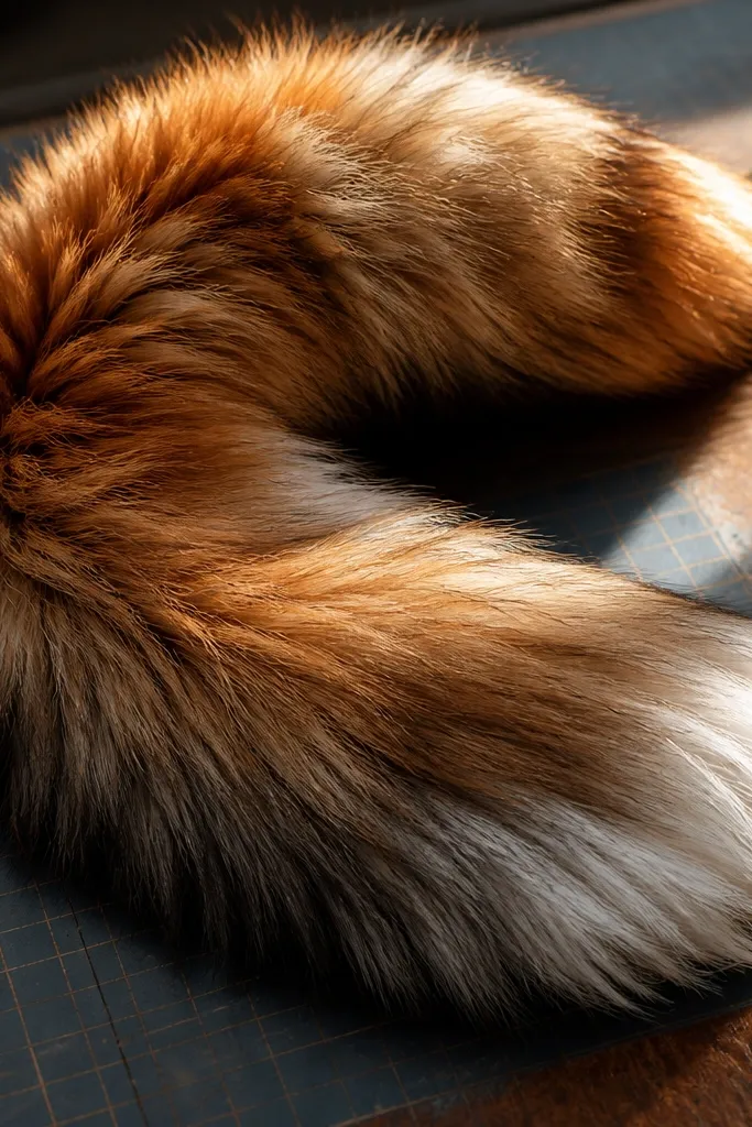Curled tail with visible fur layers and darker tail underside
