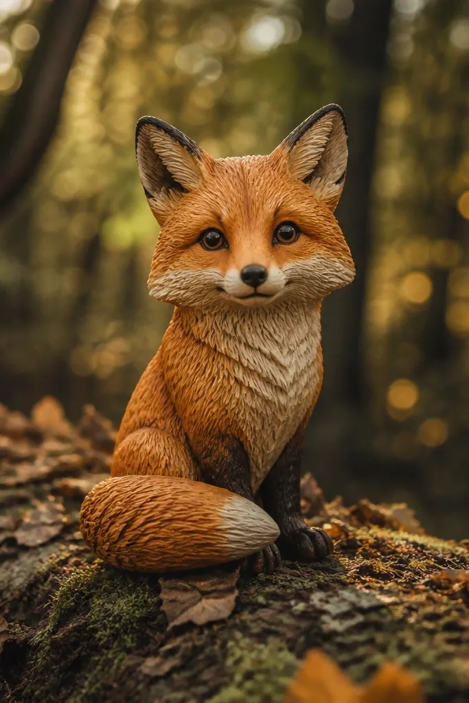 Fox portrait with soft background light spots and shallow depth