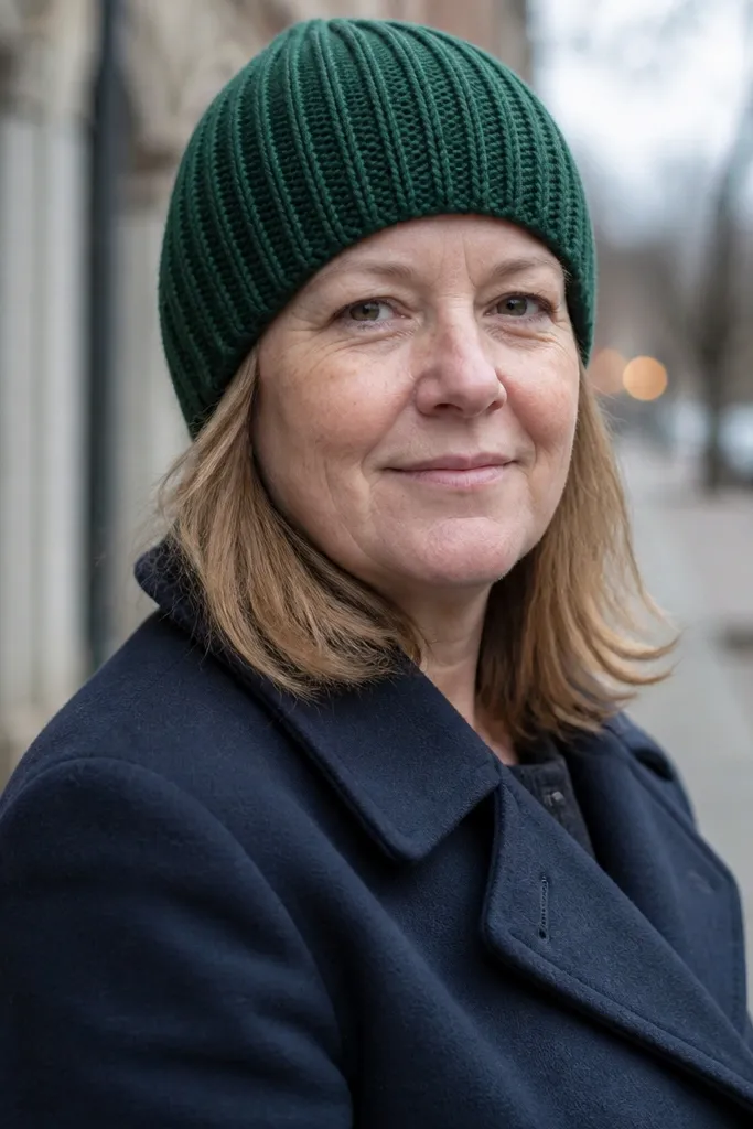 Charcoal beanie with vertical knit-like rib texture