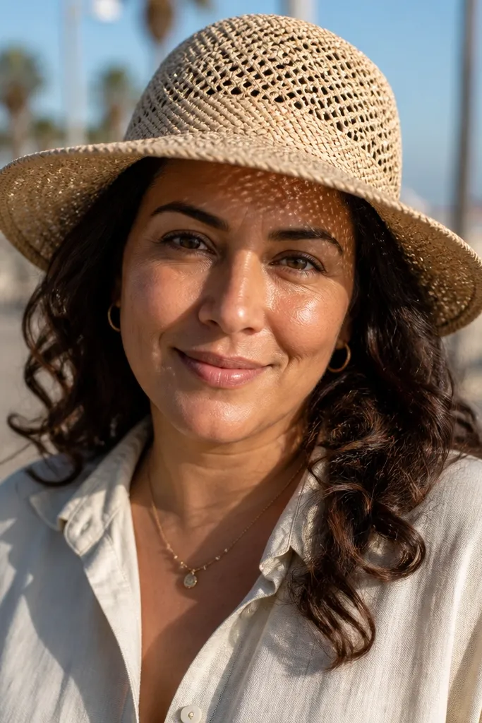 Light mesh crochet sunhat with a structured brim and neat edge trim