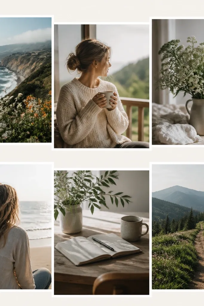 A collage with photos arranged in two rows that zigzag left and right. Photo edges line up neatly, and each photo has a consistent white border and spacing.