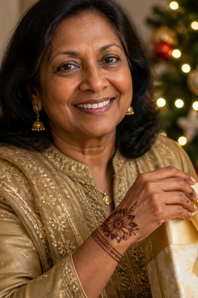 A flower burst near a wrist corner with tiny ring bands around the wrist
