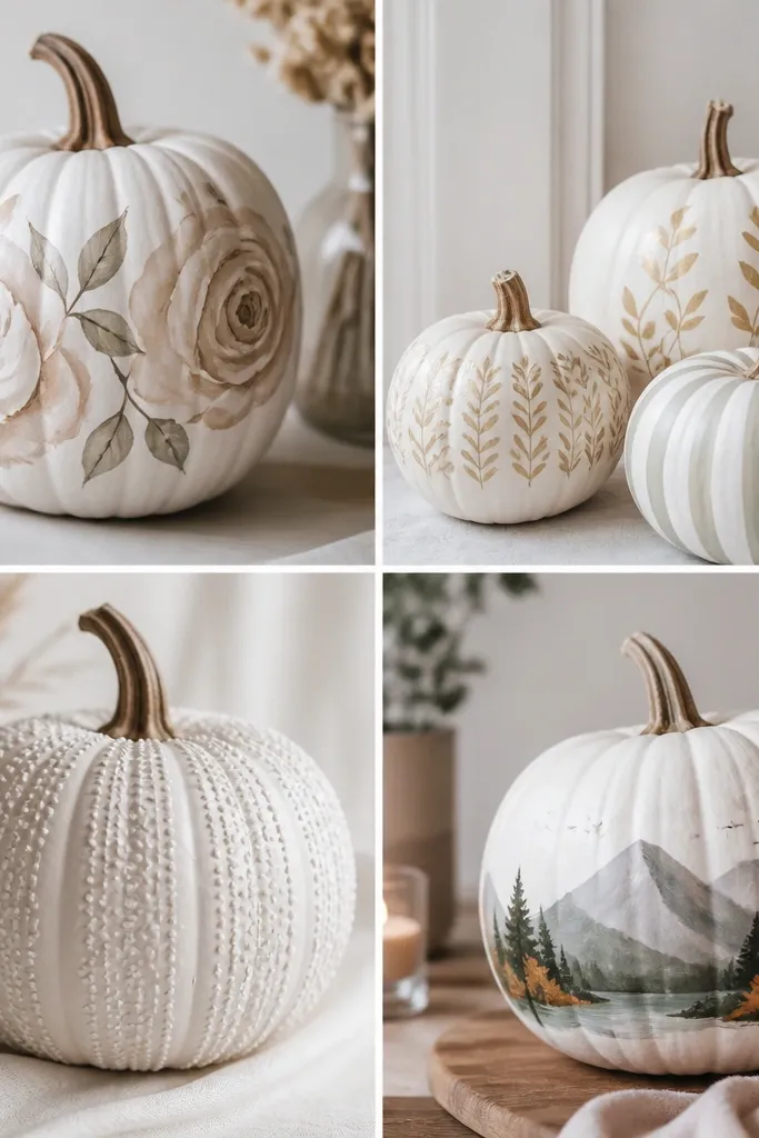 Aesthetic White Pumpkin Painting Ideas