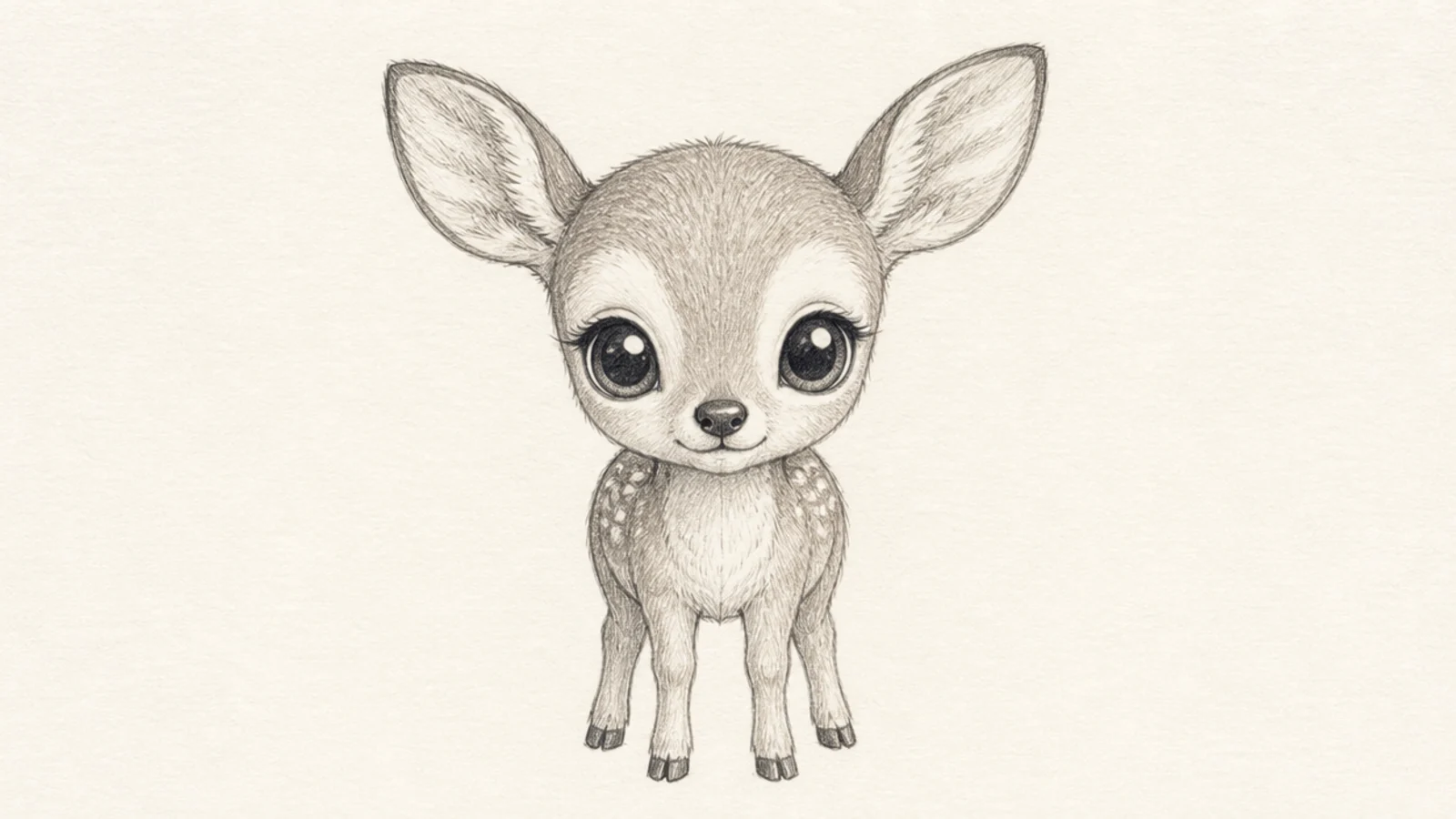 A front-facing fawn face with very large round eyes