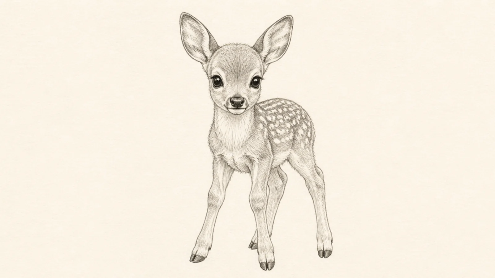 An alert fawn with both ears standing tall and turned forward
