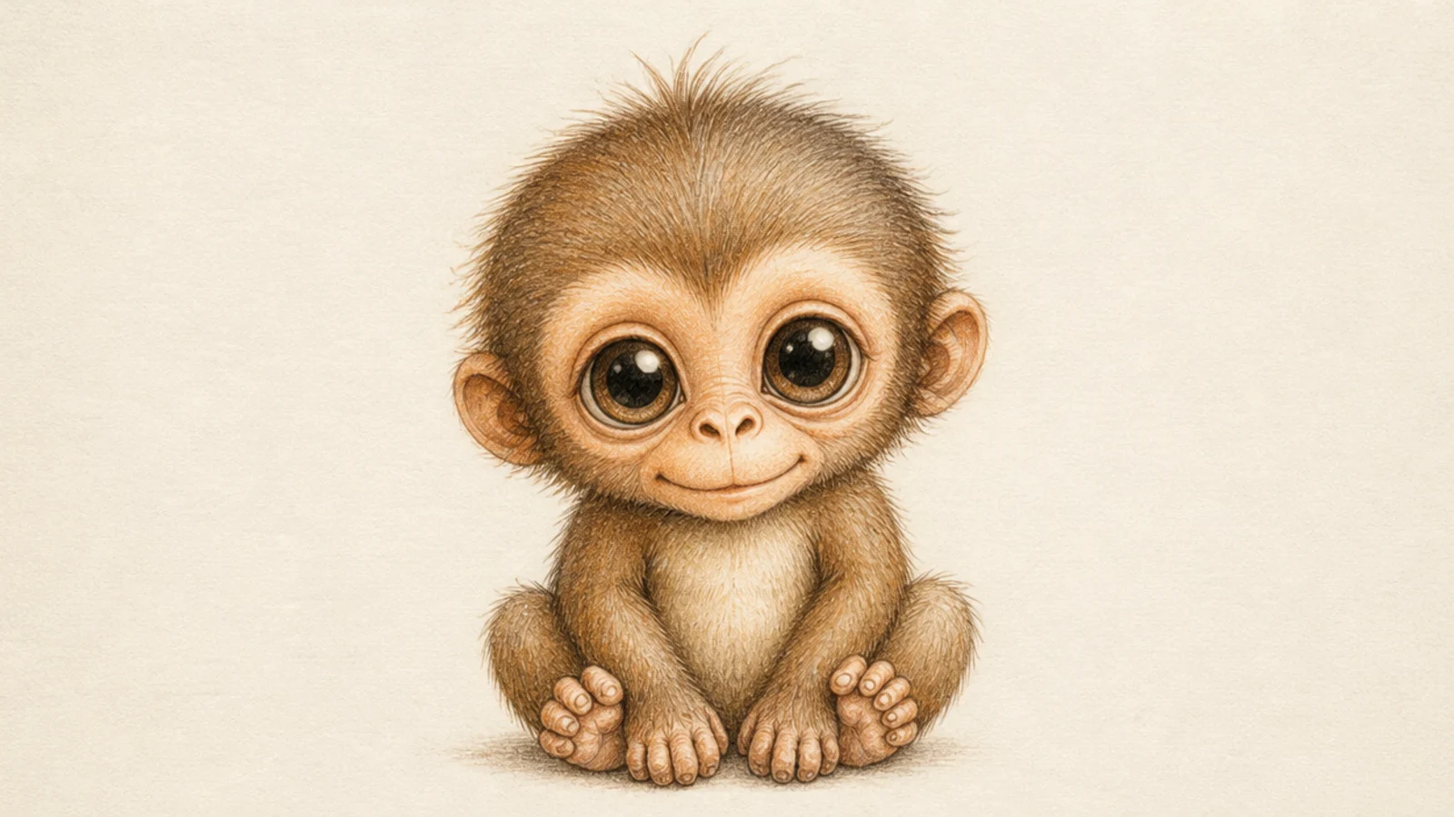 A close-up baby monkey face with huge low eyes