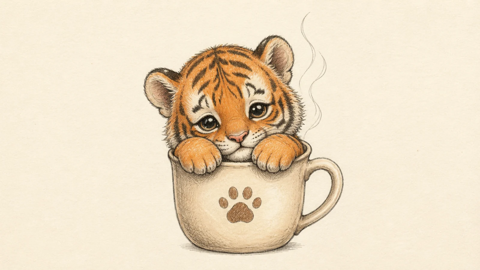 A baby tiger cub peeking out of a mug