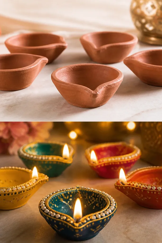 Before and After Diya Decoration Ideas Transformation