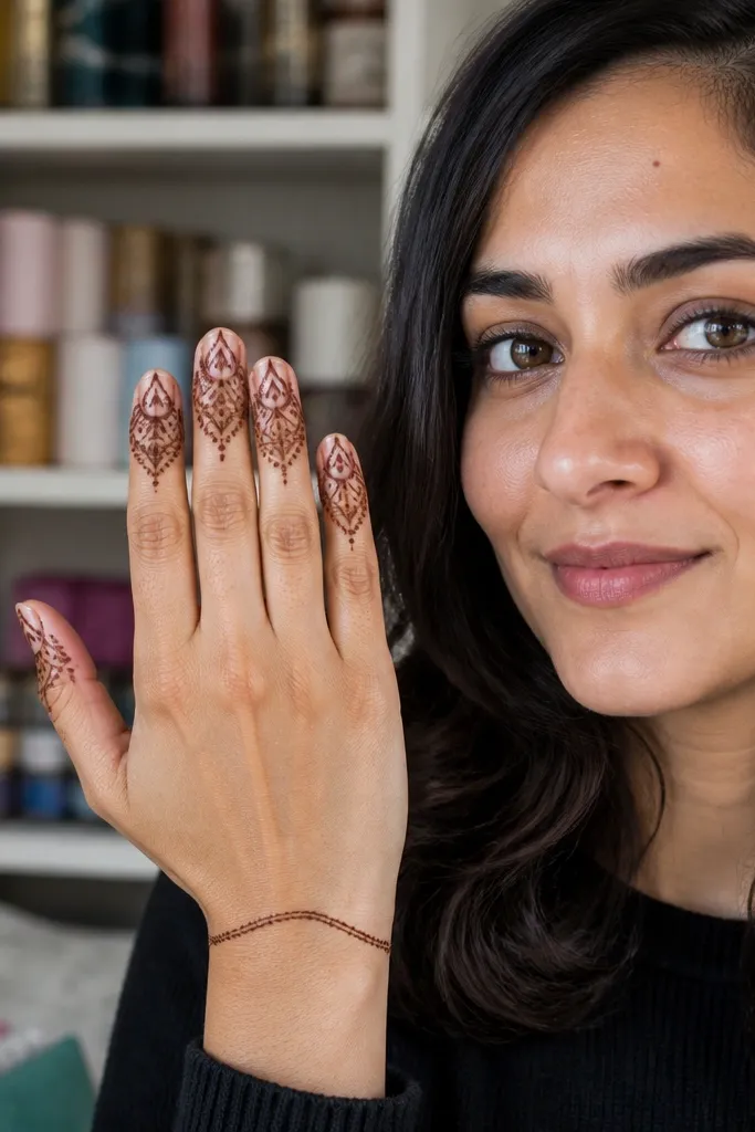 Open back hand with paisley caps on each finger tip