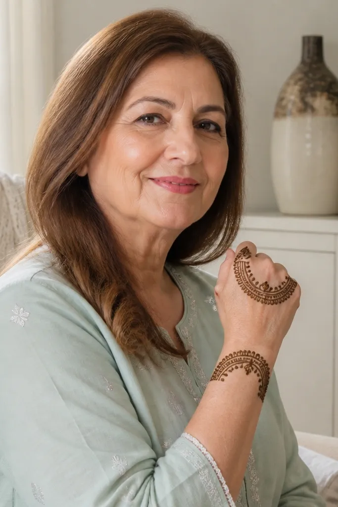 A halo bracelet effect around the back hand with an open center and small dots.