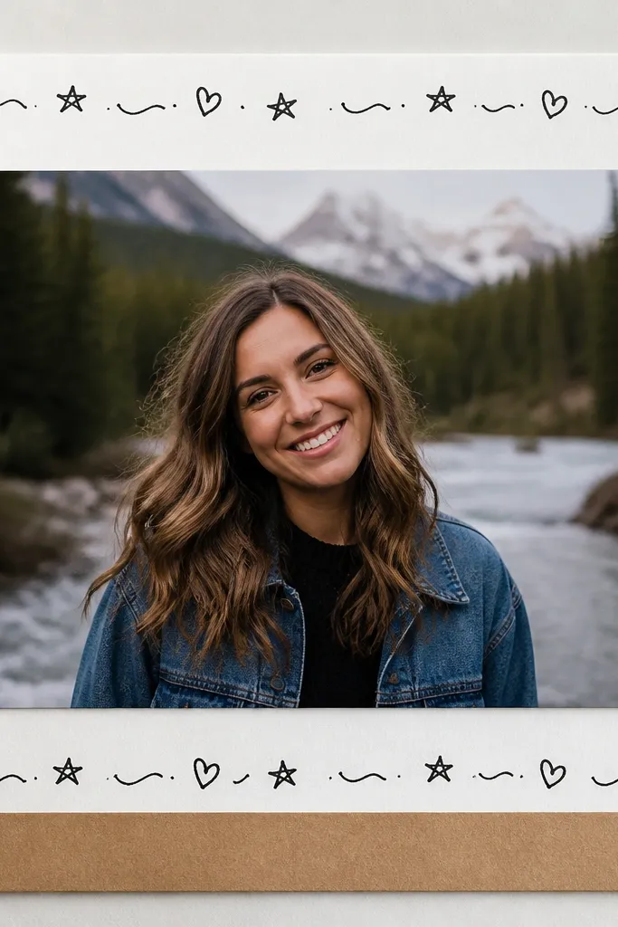 A centered with a clean doodle border of small hearts and stars