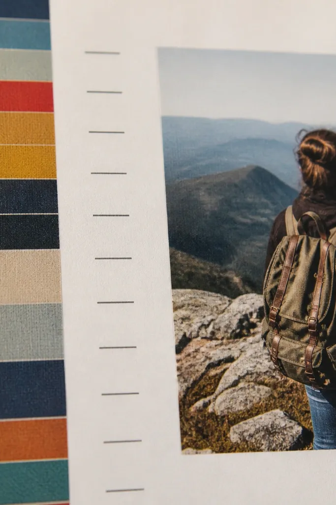 A scrapbook page with vertical magazine strips and a vertical date line