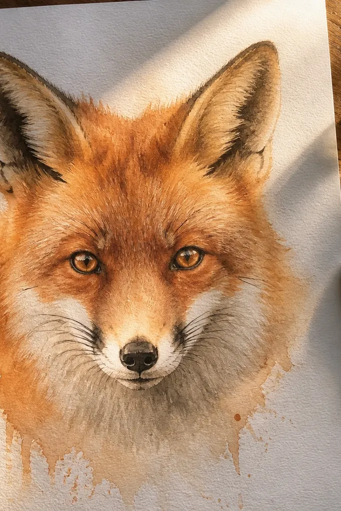 Fox head with a softly shaded muzzle gradient in pencil