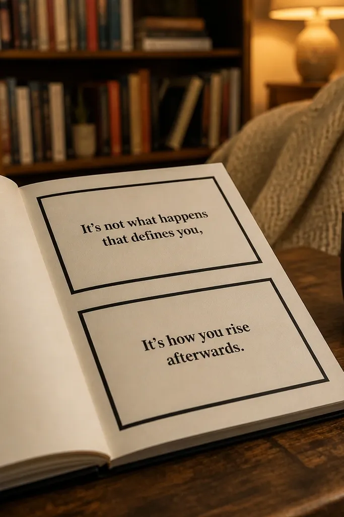 A page with two vertical panels and a short quote centered inside each panel