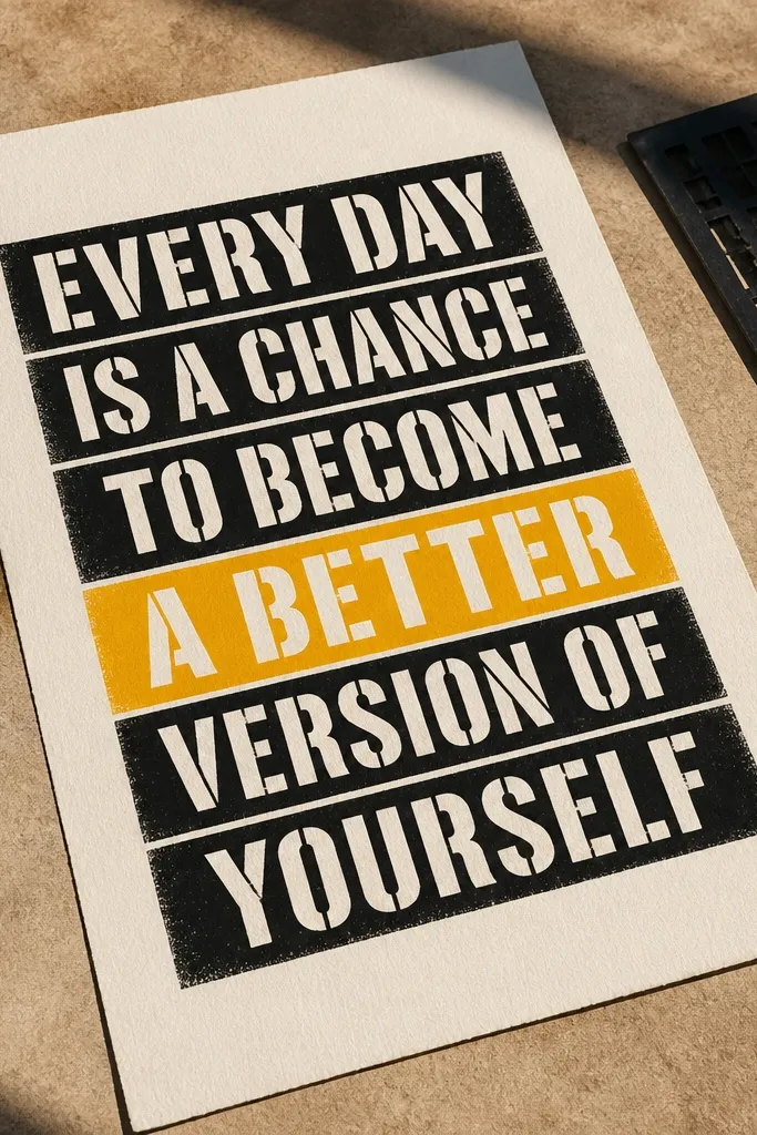 Quote text inside stencil-like blocks with one bright accent underline