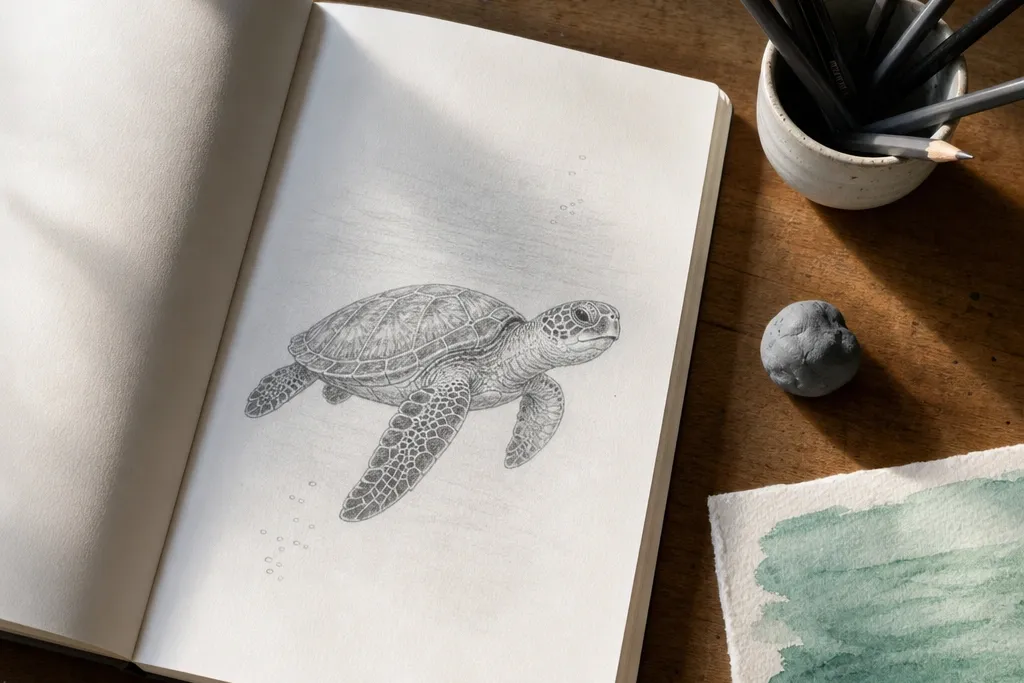 Beginner-Friendly Sea Turtle Drawing Steps