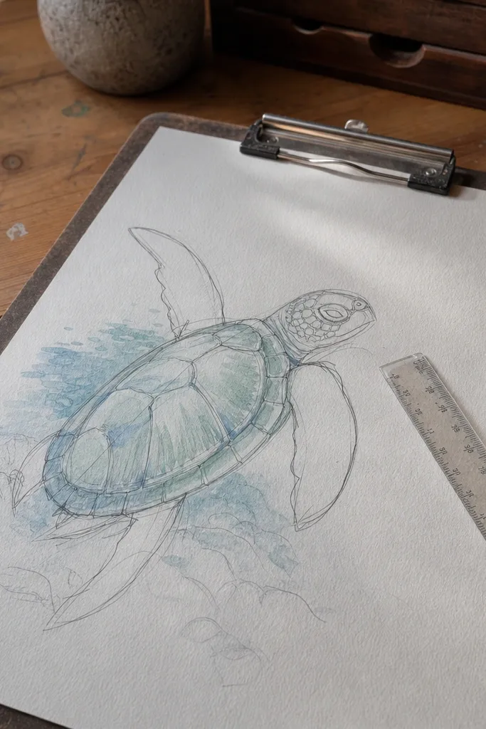 Beginner-Friendly Sea Turtle Drawing Steps