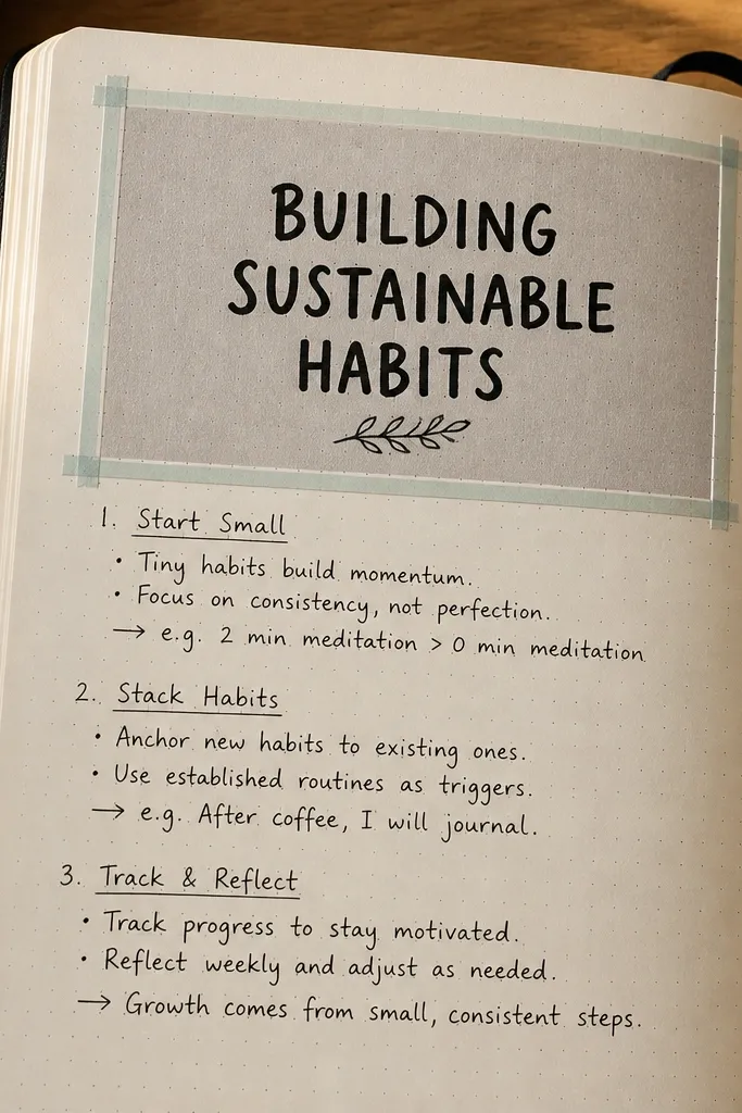 A journal page with a straight tape border and a large title rectangle
