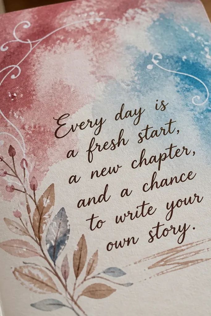 A soft watercolor wash background with a bold dry-brushed quote in the center