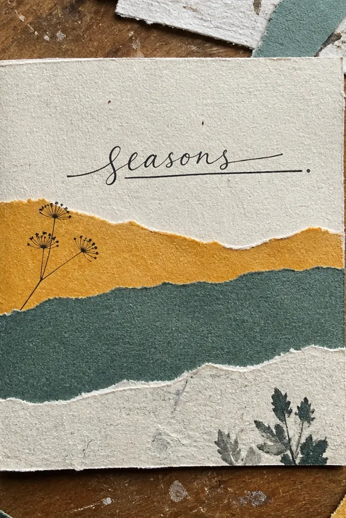 A journal page with layered cut paper strips and handwritten notes