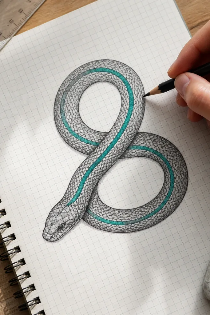 Snake in one loop coil with a single stripe pattern