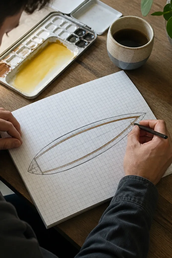 Snake with two parallel stripes down the body on grid paper