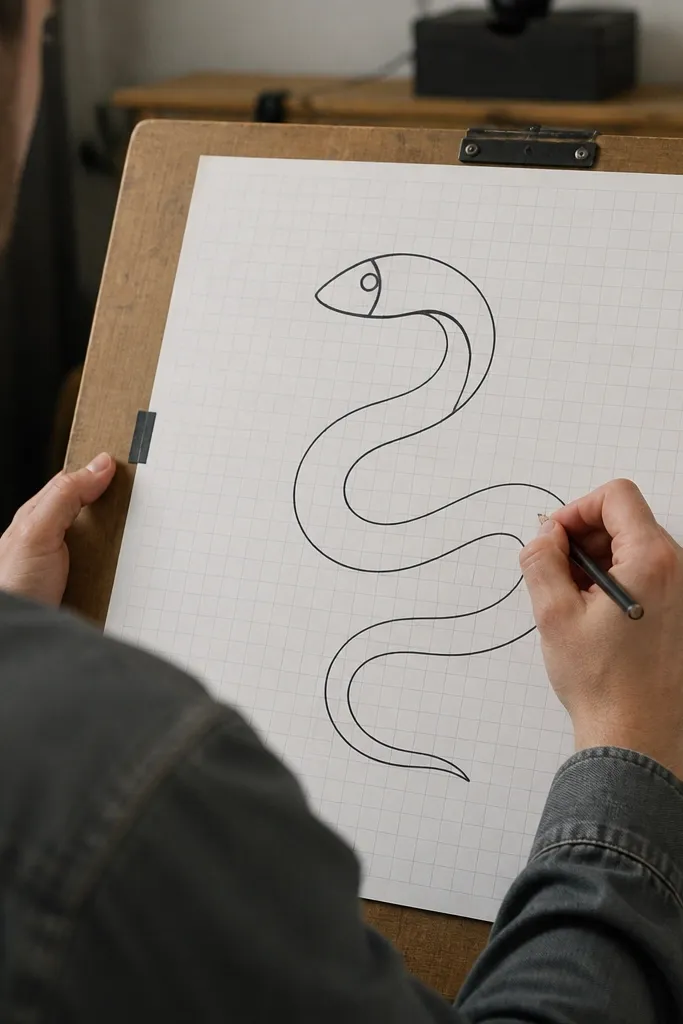 Snake silhouette grid copy with simple outline and one stripe