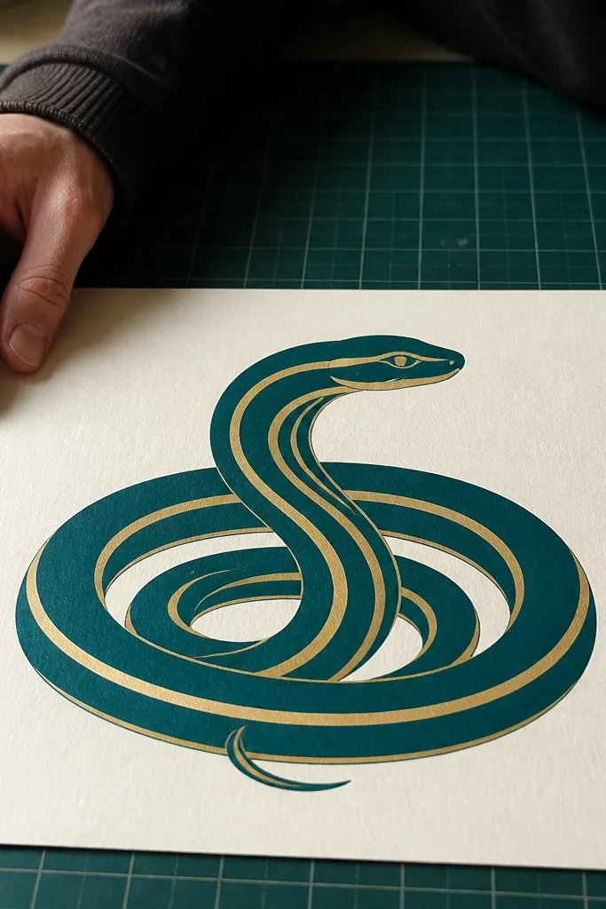 A coiled snake with alternating thick stripe bands around its body