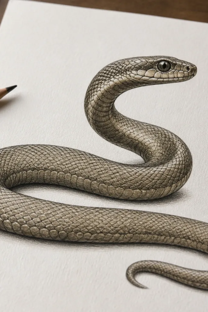 A snake with neat scale rows and one shaded side