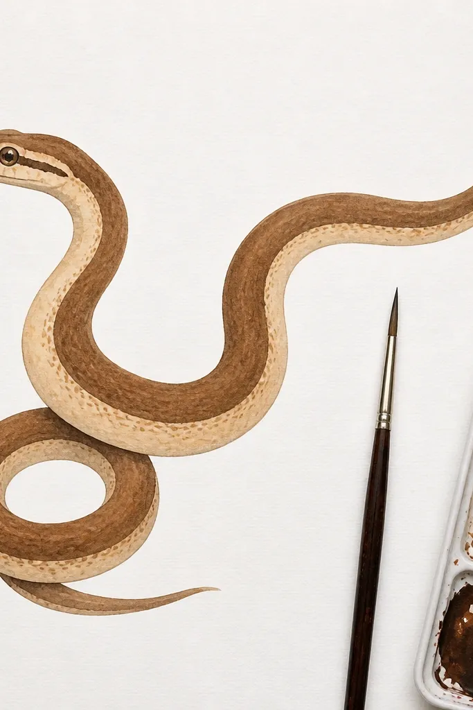 A snake with two-tone shading and a stripe pattern near the eye