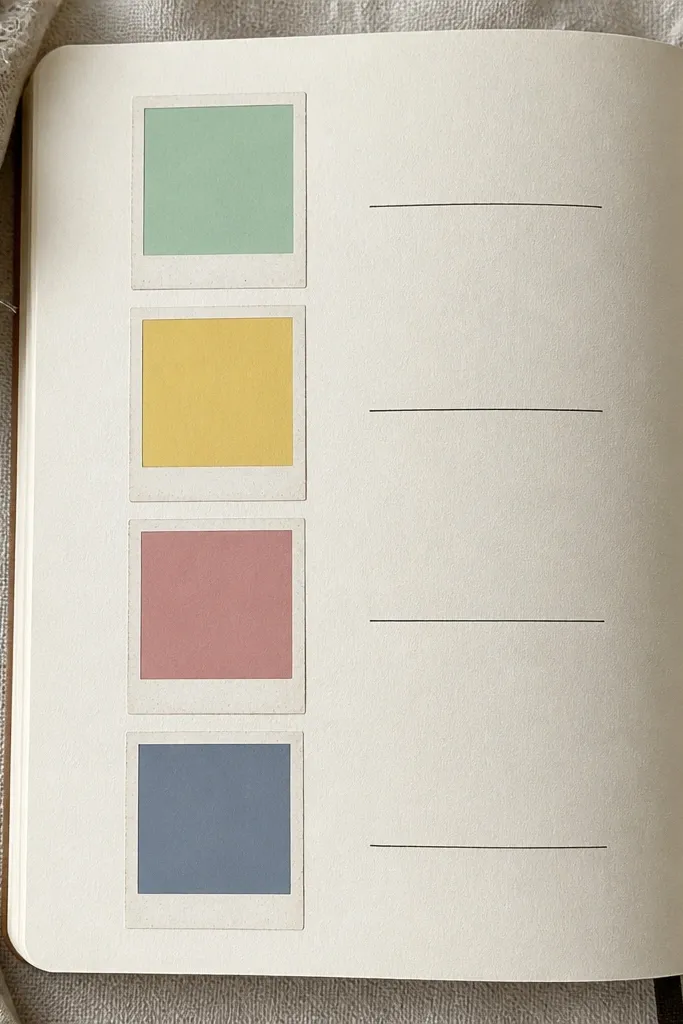 A strip of small color squares like a booth with mood labels