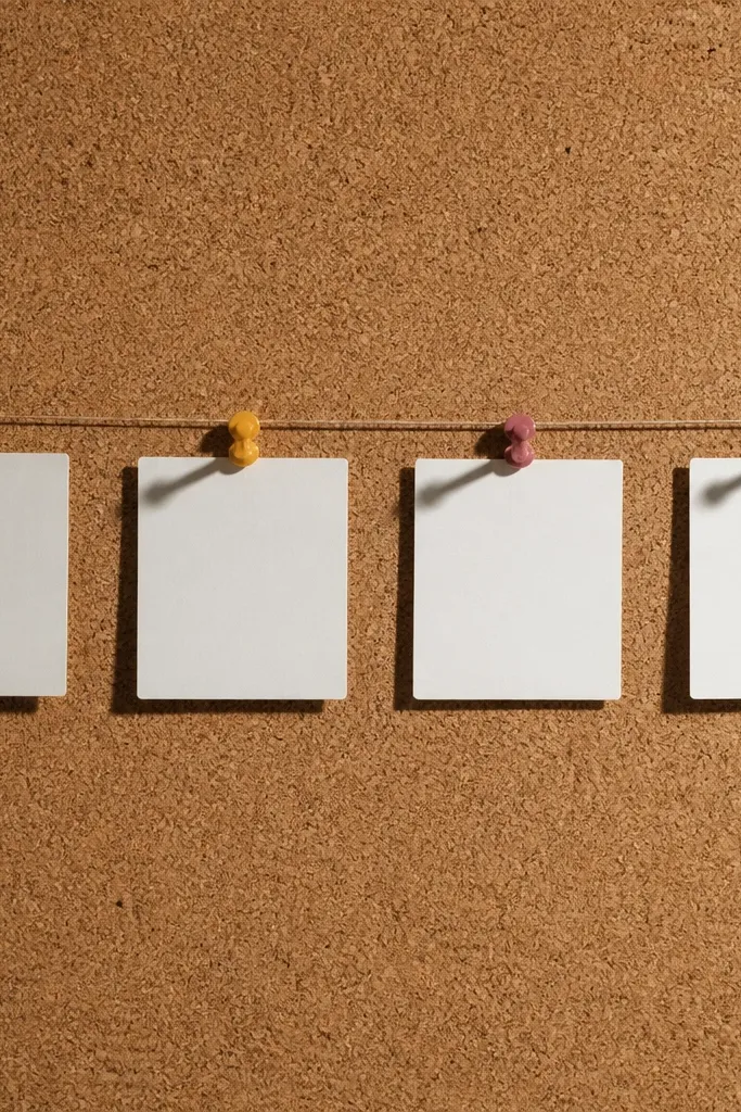 Corkboard with a wire timeline and color-coded pins for week-by-week study