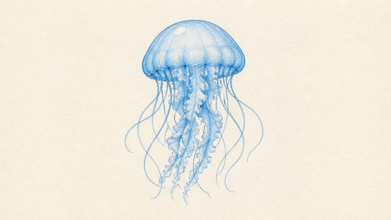 A soft powder-blue pastel jellyfish