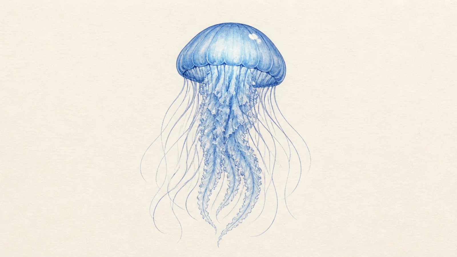 A jellyfish glowing blue from within against dark water