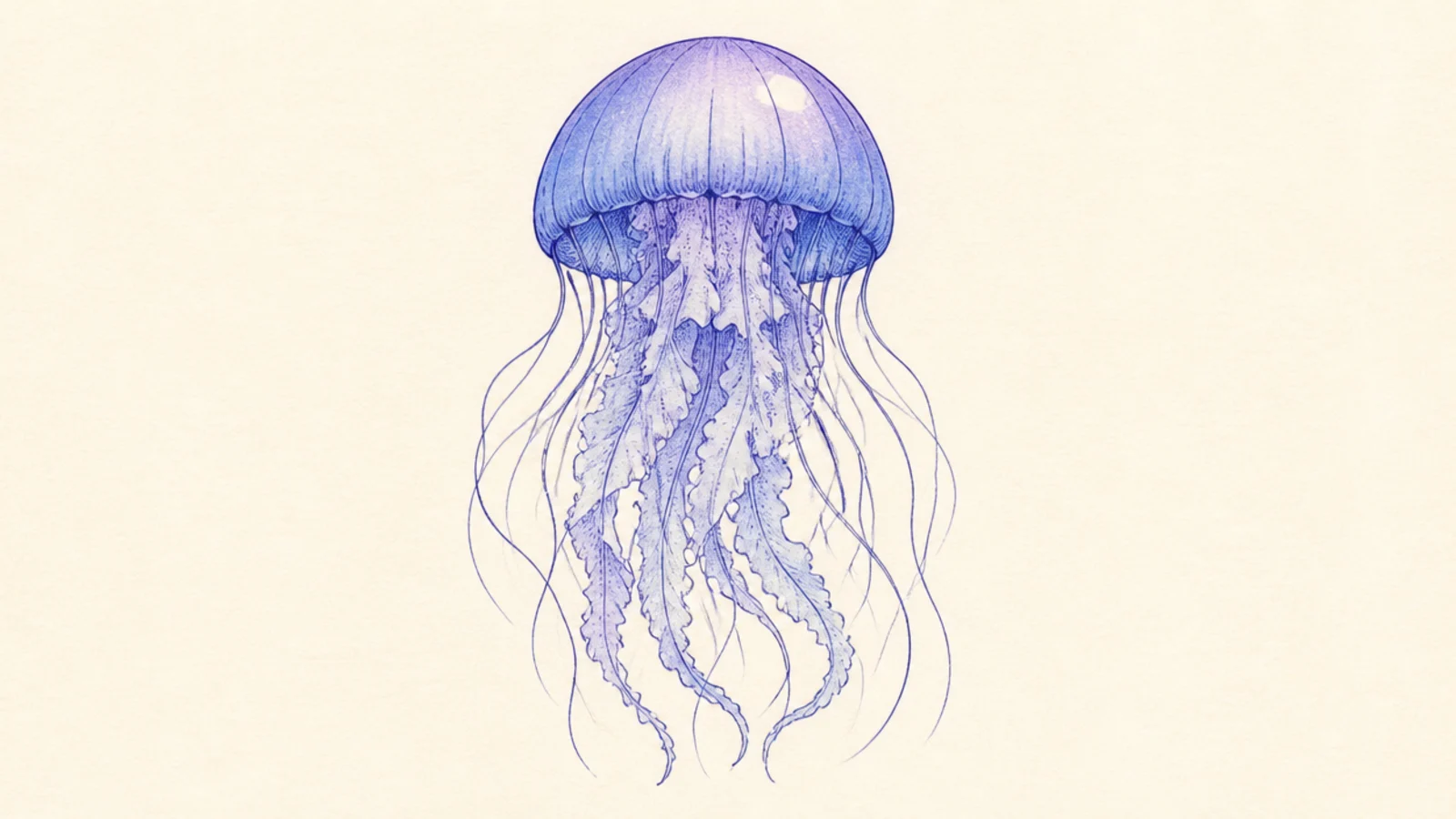 A soft periwinkle blue-purple jellyfish
