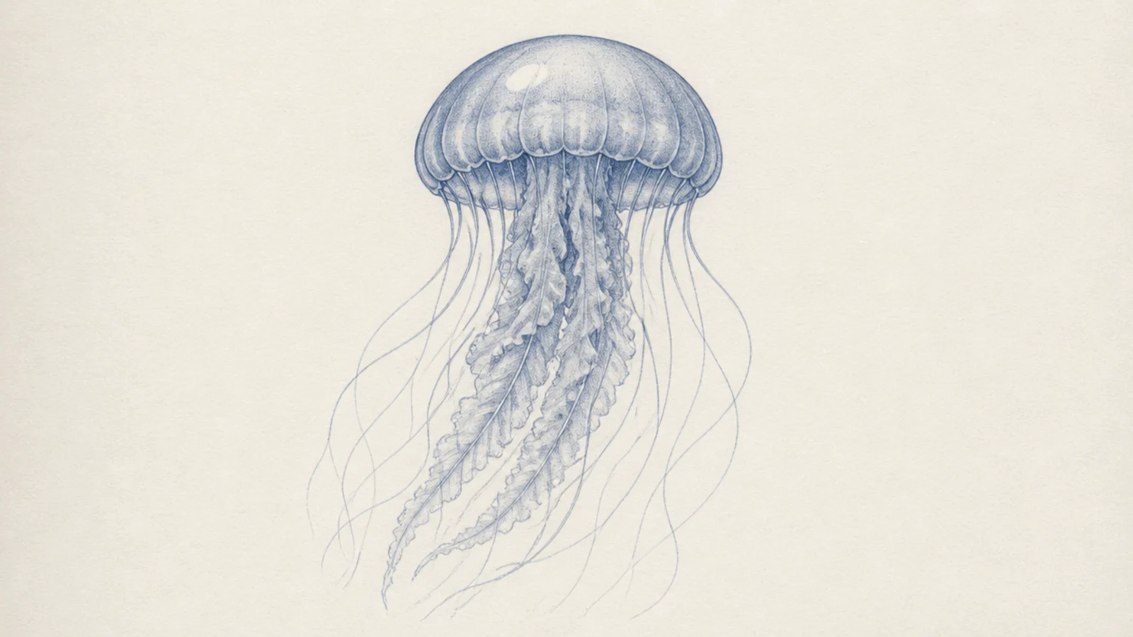A more realistic jellyfish shaded in soft steel blue